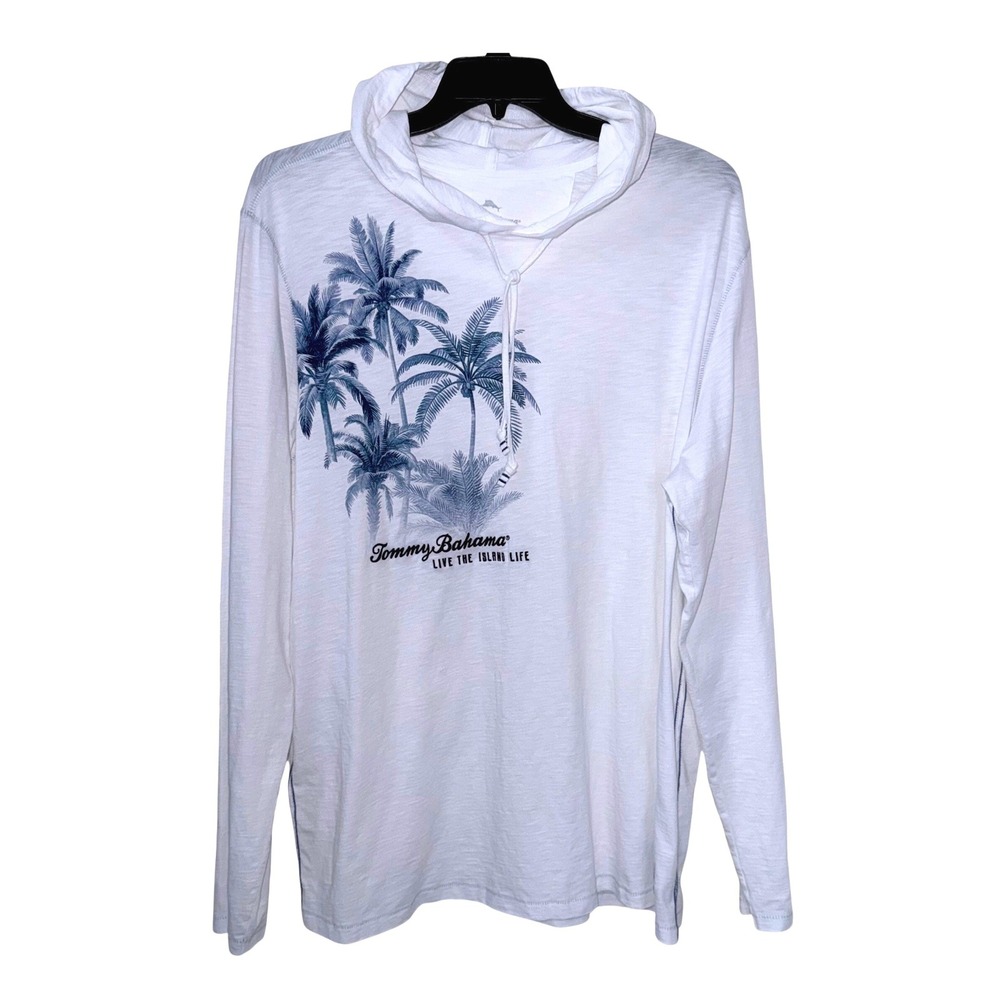 Tommy Bahama Mens XLT White Blue Frond Of The Jungle Hoodie NWOT